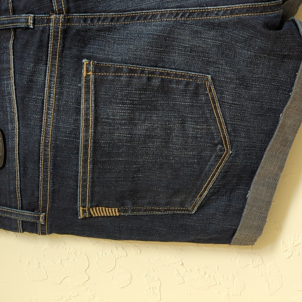 PAIGE Dark Wash Jimmy Jimmy Double Rolled Hem Jean Shorts Size 30 - Picture 6 of 9